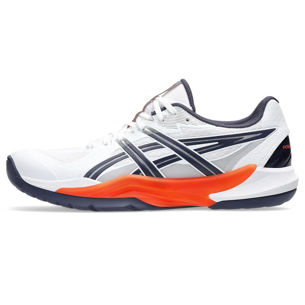 Mens Size 12- ASICS Powerbreak FF White Nova Orange Court Shoes 1071A101-102 NEW